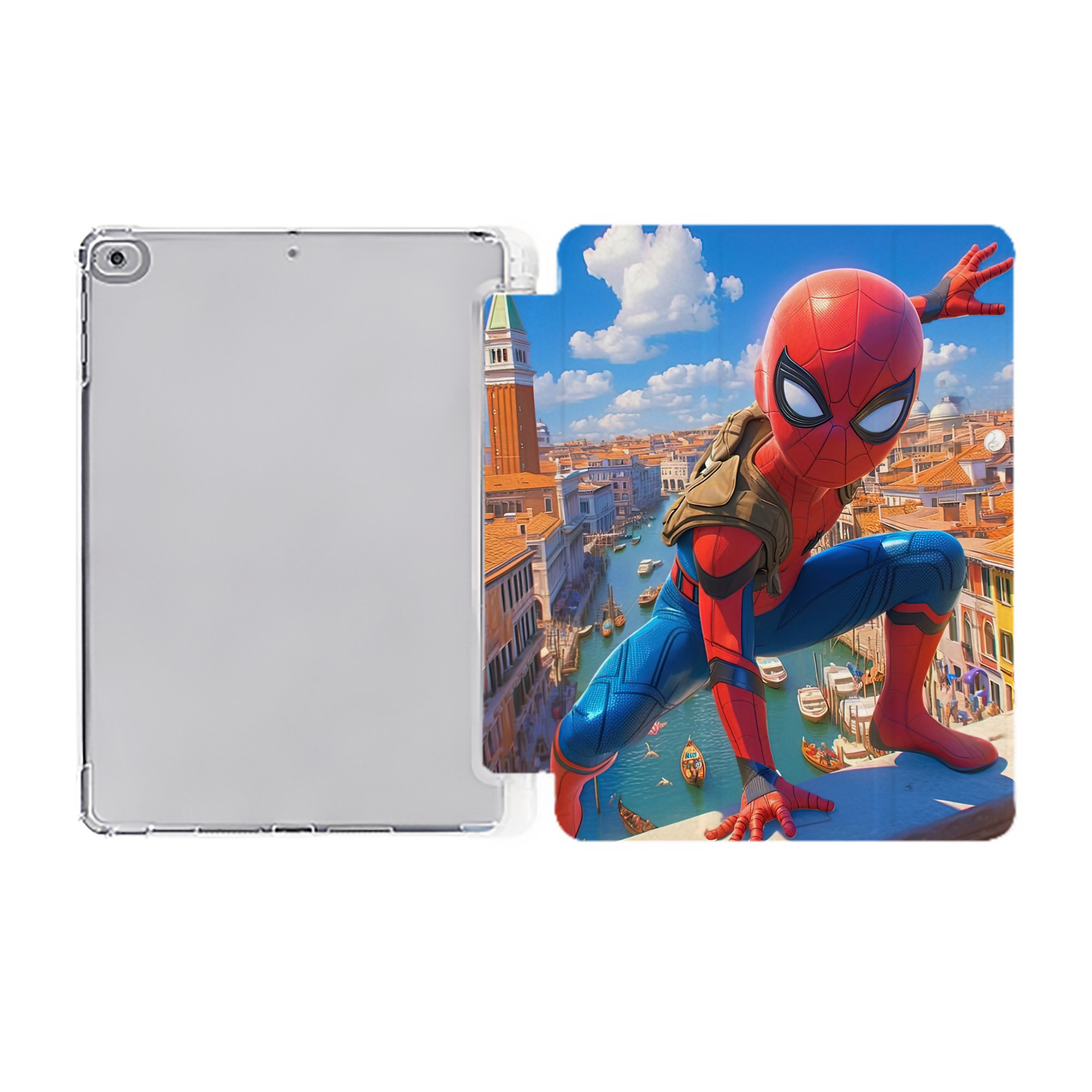 （画像用） Spider Man スパイダーマン IPad ケース ペン収納付き 三つ折りスタンド PUレザー×シリコン 対応機種9.5/10.5/10.9インチ